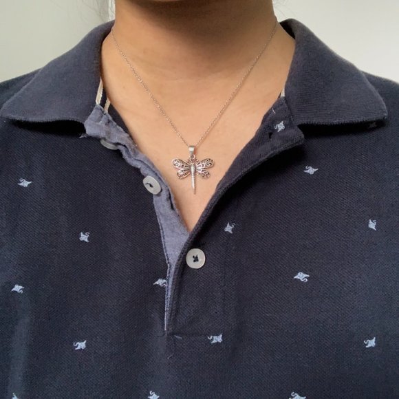 vintage navy shortsleeve button-up!! l - Picture 3 of 4